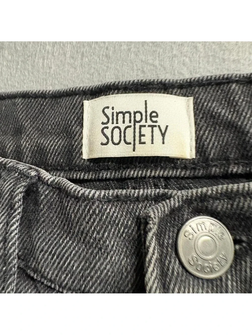 Simple Society Distressed Jeans Womens 5/27 Black High Rise Raw Frayed Hem Crop